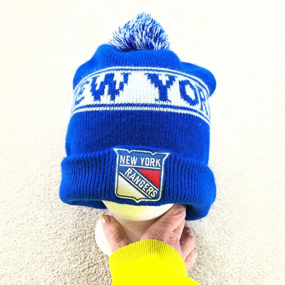 Fanatics New York Rangers‎ Beanie Men OS Blue NHL Knit Pom Cuffed Hat